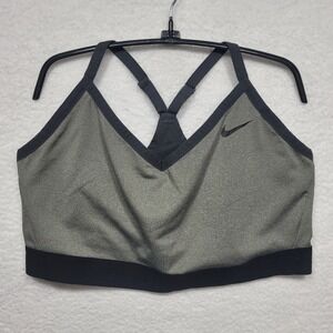 Nike Sports Bra Olive Green DRI-FIT Athletic Training Fitness Top